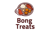 Logo of Bong Treats, a Bengali cloud kitchen featuring traditional cuisine icons like fish, rice, and sweets.